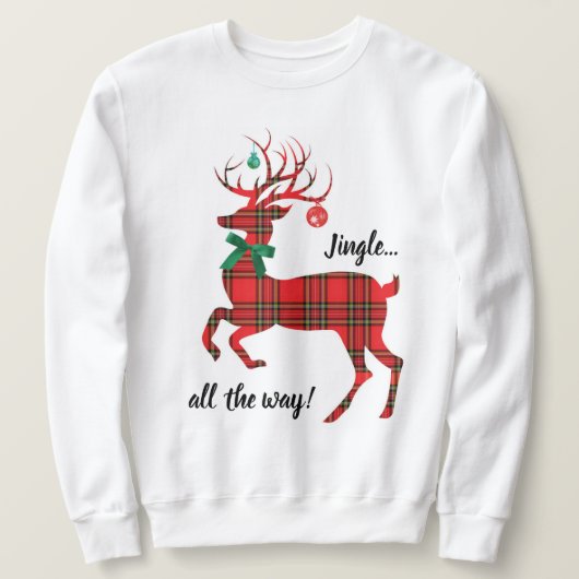 Red Plaid Reindeer (Jingle helemaal!) Trui (Design voorkant)
