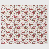 Red Plaid Rendier Christmas Wrapping Paper Cadeaupapier (Vlak)