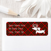 Red Plaid Rendier Dachshund Adresetiketten Etiket (Insitu)