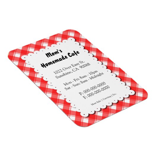 Red Plaid Restaurant Zakelijke Magneet (Rechterzijde)