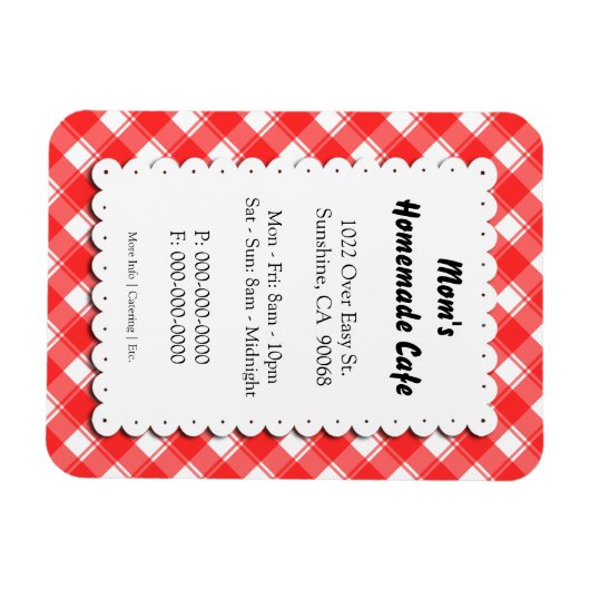 Red Plaid Restaurant Zakelijke Magneet (Horizontaal)