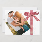 Red Plaid Ribbon Simple 2 Photo Christmas Feestdagenkaart (Voorkant)