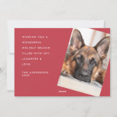 Red Plaid Ribbon Simple 2 Photo Christmas Feestdagenkaart (Achterkant)