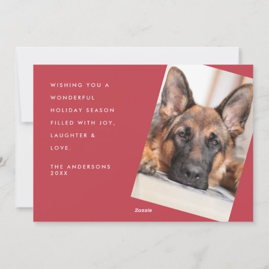 Red Plaid Ribbon Simple 2 Photo Christmas Feestdagenkaart (Achterkant)