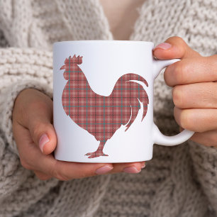 Red Plaid Rooster Koffiemok