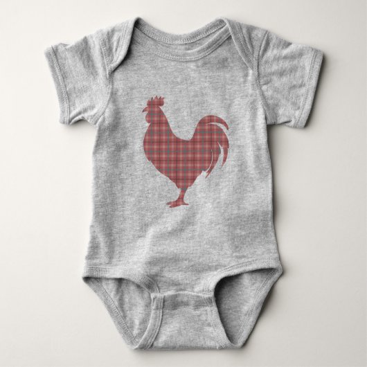 Red Plaid Rooster Romper (Voorkant)