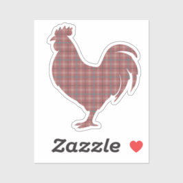  Red Plaid Rooster  Sticker