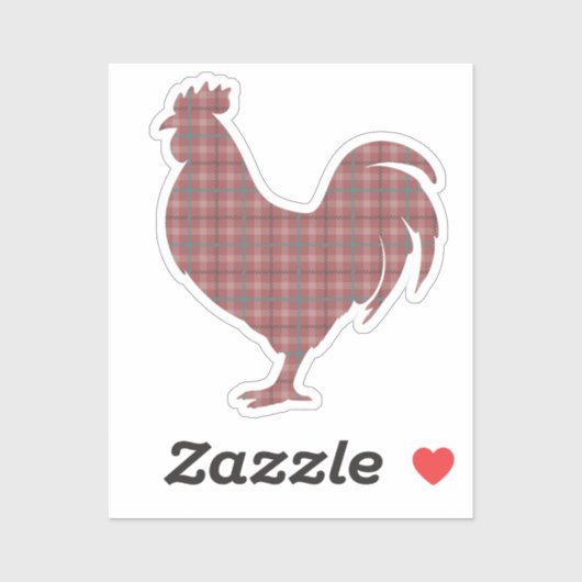  Red Plaid Rooster  Sticker (Vel)