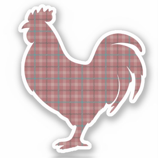  Red Plaid Rooster  Sticker (Voorkant)