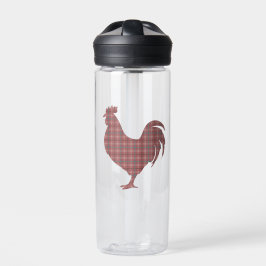 Red Plaid Rooster Waterfles