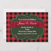 Red Plaid Rustic Christmas Wedding Uitnodigingen (Achterkant)