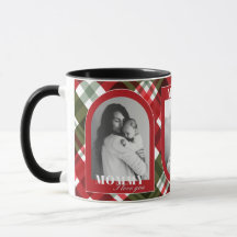 Red Plaid Rustic ILOVE YOU MOMMY 3Photo Christmas