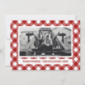 Red Plaid | Rustiek | AANGEPASTE vakantiefoto Feestdagenkaart (Voorkant)