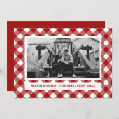 Red Plaid | Rustiek | AANGEPASTE vakantiefoto Feestdagenkaart (Voorkant / Achterkant)