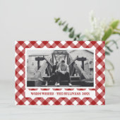Red Plaid | Rustiek | AANGEPASTE vakantiefoto Feestdagenkaart (Staand voorkant)