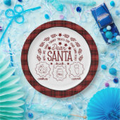 Red Plaid Santa Melk en Cookies Papieren Bordje (Feest)