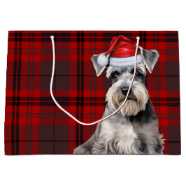 Red Plaid Schnauzer Dog Lover Holiday Groot Cadeauzakje