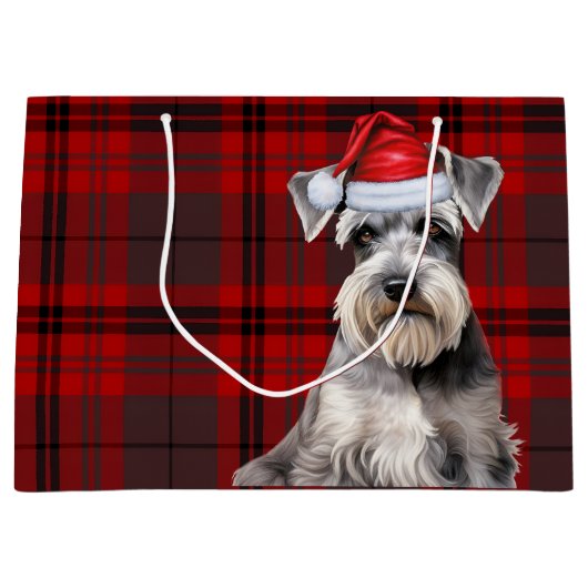 Red Plaid Schnauzer Dog Lover Holiday Groot Cadeauzakje (Voorkant)