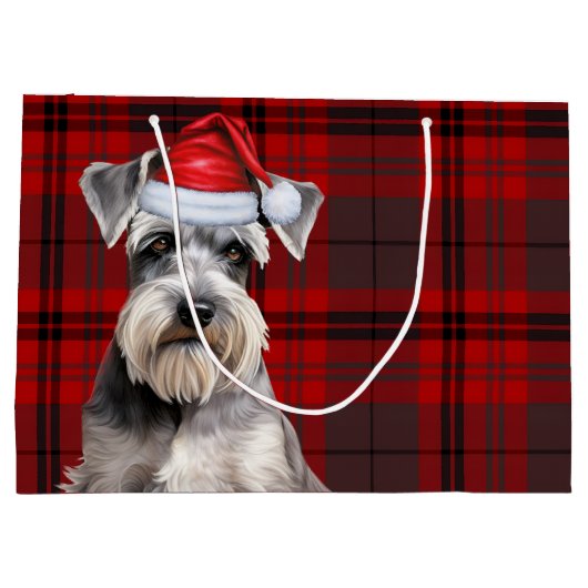 Red Plaid Schnauzer Dog Lover Holiday Groot Cadeauzakje (Achterkant)