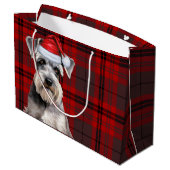 Red Plaid Schnauzer Dog Lover Holiday Groot Cadeauzakje (Achterkant Gekanteld)
