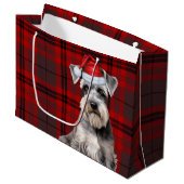 Red Plaid Schnauzer Dog Lover Holiday Groot Cadeauzakje (Voorkant Gekanteld)