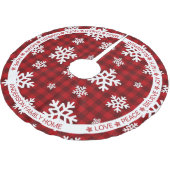 Red Plaid Snowflake Feestelijke Woorden Kerstmis Kerstboom Rok (Gekanteld)