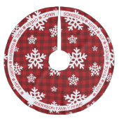 Red Plaid Snowflake Feestelijke Woorden Kerstmis Kerstboom Rok (Voorkant)