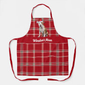 Red Plaid Staffordshire Santa Dog Christmas Schort (Voorkant)