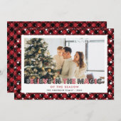 Red Plaid Stars geloven foto kerst Kaart (Voorkant / Achterkant)
