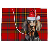 Red Plaid Tan en Black Coonhound Lover Holiday Groot Cadeauzakje (Achterkant)