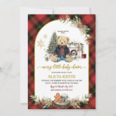 Red Plaid Tartan Christmas Luxury Boy Bear  Kaart (Voorkant)