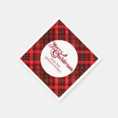 Red Plaid Tartan Merry Christmas Custom Party Servet (Hoek)