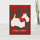 Red Plaid Tartan Scottie Greeting Feestdagen Kaart (Voorkant)