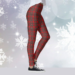 Red Plaid Tartan Yoga Kerstvakantie Hardlopen Leggings