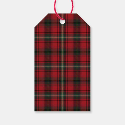 Red Plaid Teddy Bear Christmas Cadeaulabel (Achterkant)