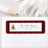 Red Plaid Teddy Bear Christmas Etiket (Insitu)