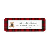 Red Plaid Teddy Bear Christmas  Etiket (Voorkant)