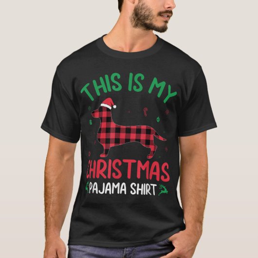 Red Plaid Ugly This Is My Dachshund Dog Christmas T-shirt (Voorkant)