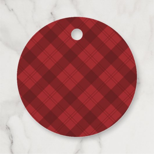 Red Plaid Vrolijk Kerstcadeau Bedankjes Labels (Achterkant)