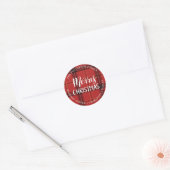 Red Plaid | vrolijk kerstfeest | Retouradres Ronde Sticker (Envelop)