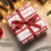 Red Plaid Vrolijk Kerstfeest | suikerriet Cadeaupapier