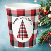 Red Plaid Vrolijke Kerst Papier Cups Papieren Bekers
