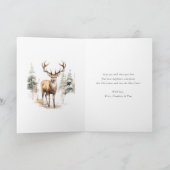 Red Plaid Waterverf Deer Vrolijk Kerstfeest Feestdagen Kaart (Binnen)