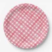 Red Plaid Waterverf picknick Papieren Bordje (Voorkant)