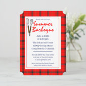 Red Plaid Zomer BBQ Uitnodiging (Staand voorkant)