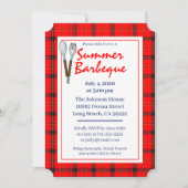 Red Plaid Zomer BBQ Uitnodiging (Voorkant)