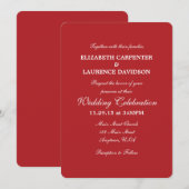 Red Plain eenvoudige bruiloft uitnodiging (Voorkant / Achterkant)