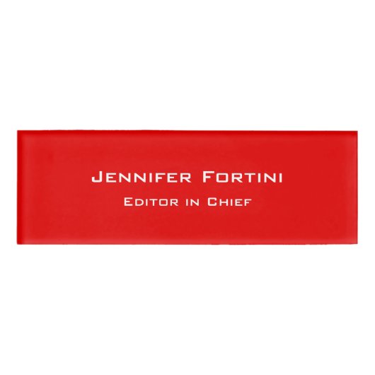 Red Plain Elegant Modern minimalist Naambadge (Voorkant)