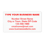 Red Plain Text Business Brand op Verzendlabel (Voorkant)
