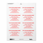 Red Plain Text Business Brand op Verzendlabel (Full Sheet)